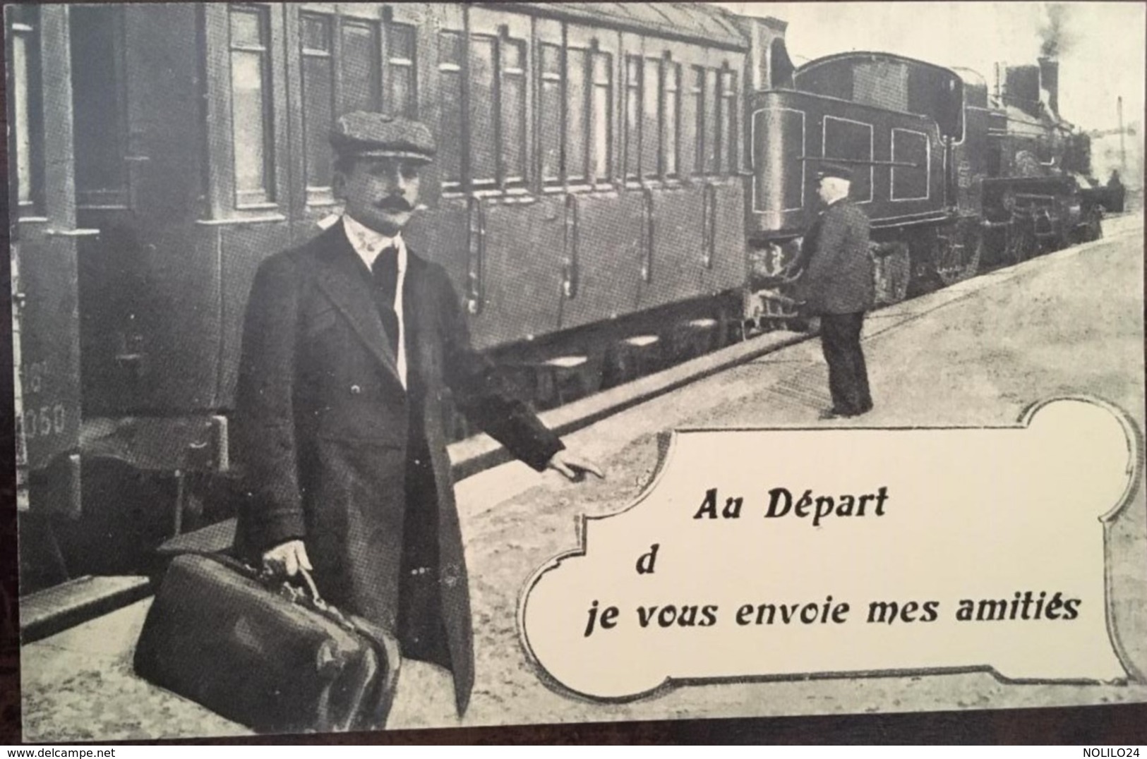 Série En 1900 - Reproduction - Train Et Locomotive - Au Départ De... Je Vous Envoie Mes Amitiés, éd Euredis Marseille - Andere & Zonder Classificatie