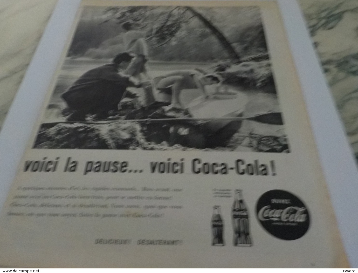 ANCIENNE PUBLICITE VOICI LA PAUSE KAYAK  COCA COLA 1960 - Afiches Publicitarios