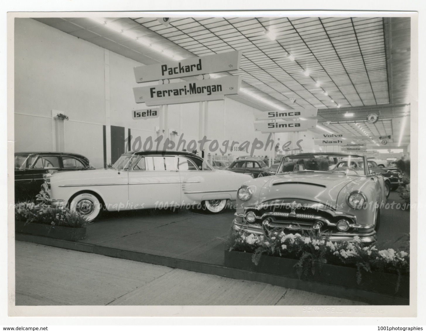 Salon De L'auto 1954 ,  "Packard, Ferrari-Morgan, Simca, Volvo, Nash" Tirage Original D'époque. FG0994 - Auto's