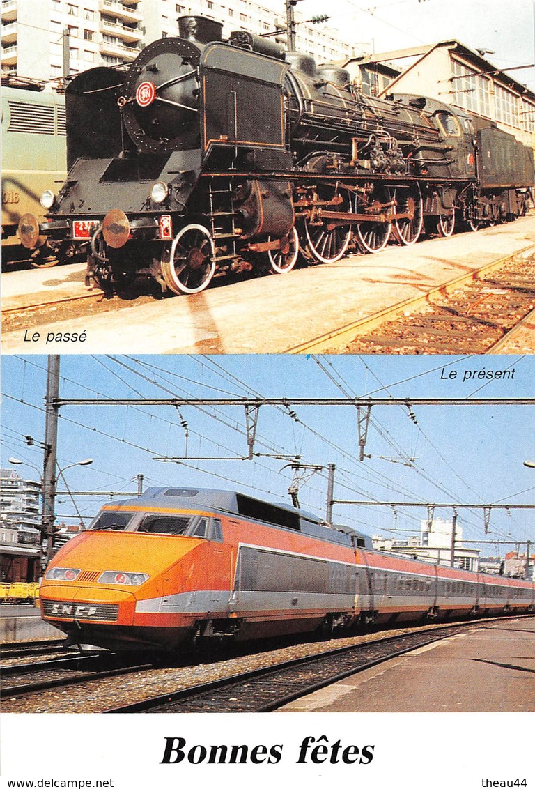 ¤¤  - Carte 2 Vues  -  Locomotive Pacific 231 K 8   -  T.G.V. Le 26 Février 1981 , 380 Km à L'heure Record Du Monde - Trains