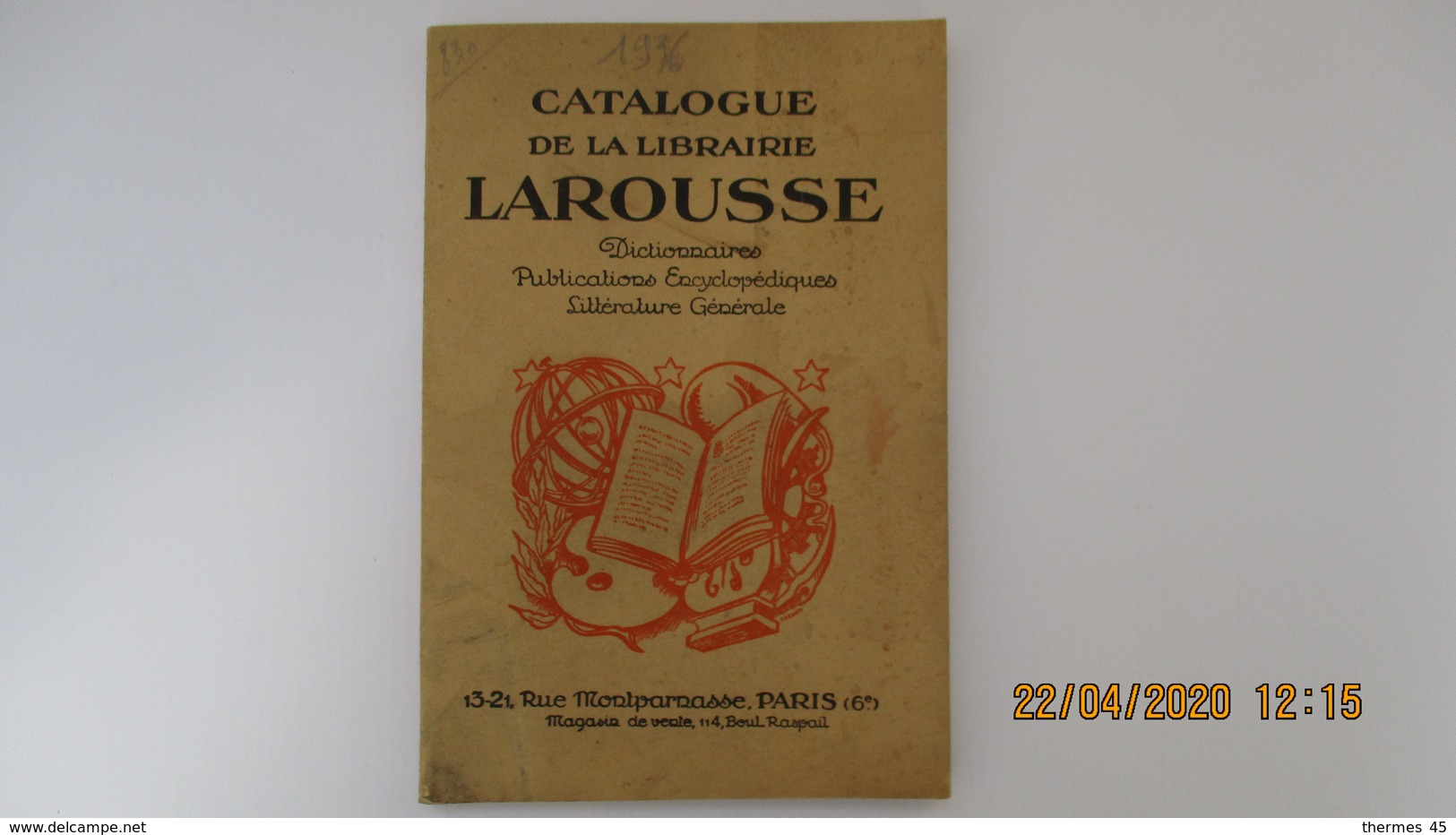 CATALOGUE DE LA LIBRAIRIE LAROUSSE 1936 - Encyclopédies