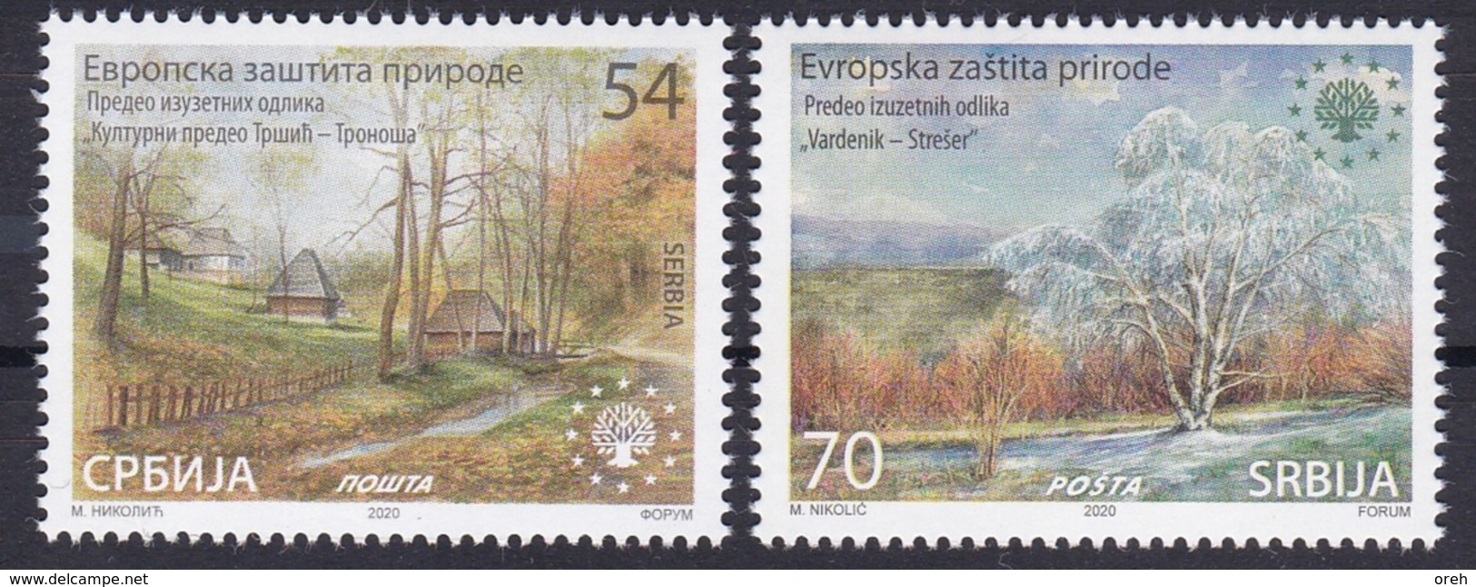 SERBIA 2020, Europa Nature Protection Wooden Hut Trees,, MNH - Environment & Climate Protection