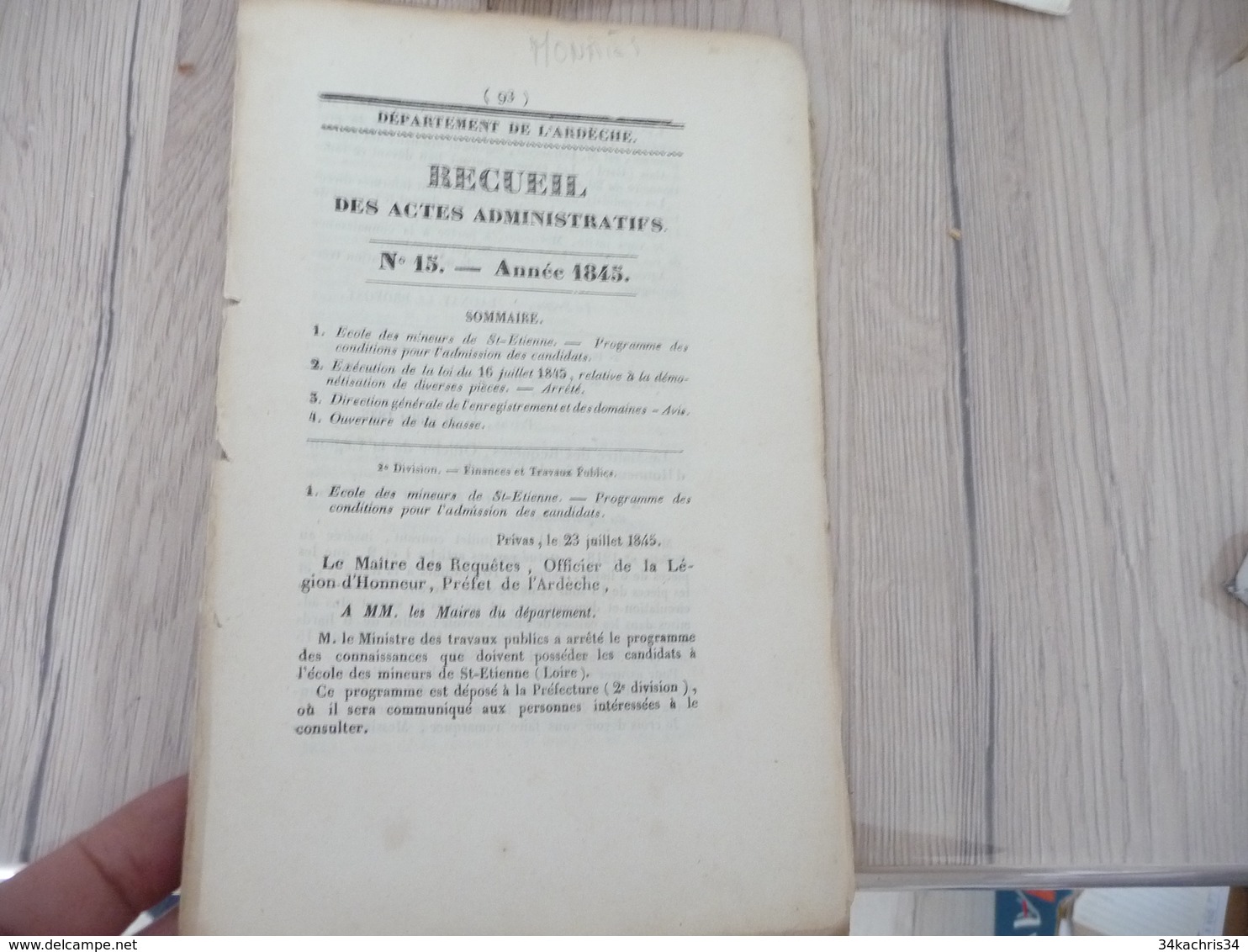Recueil Des Actes Administratifs De L'Ardèche N°15 Année 1895 - Gesetze & Erlasse