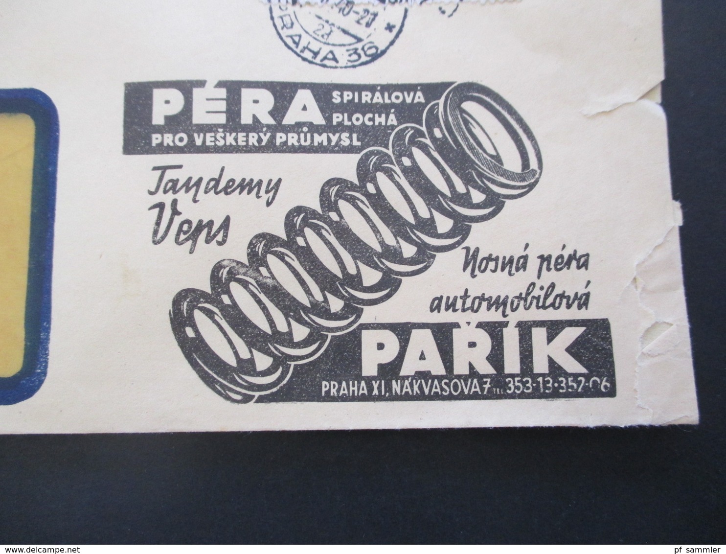 Böhmen Und Mähren 1940 Nr. 27 MeF Firmenumschlag Pera Spiralova Parik / Auto Bzw. Fahrwerksfedern - Storia Postale