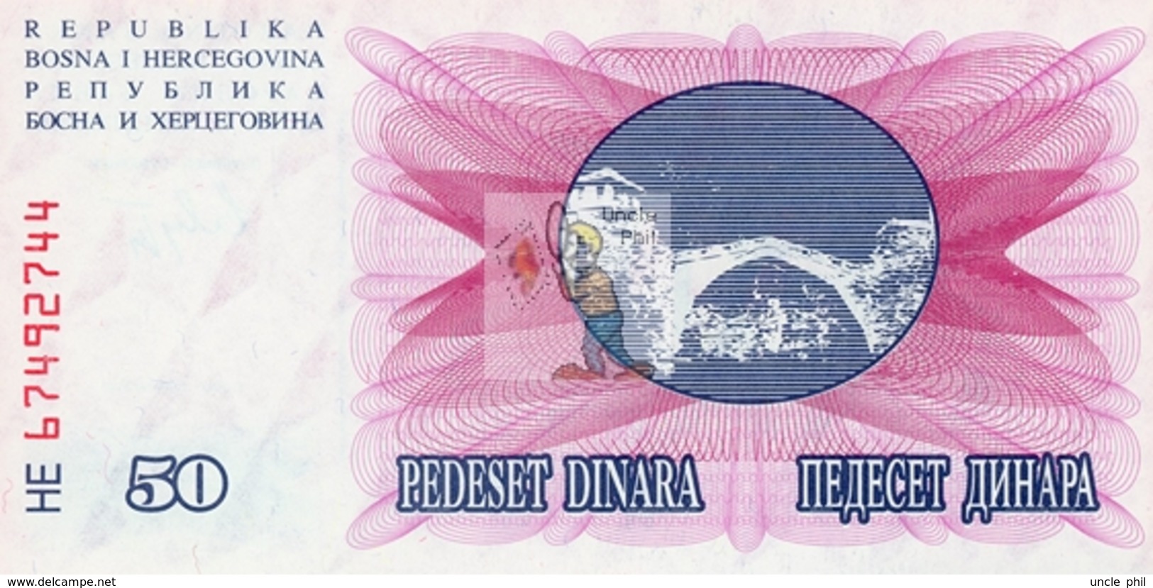 BOSNIE HERZEGOVINE - BOS-50DIN-1992 / P 12 - NEUF/UNC - COTE IPCbanknotes: 1,80€ -  - #0034 - Bosnia And Herzegovina