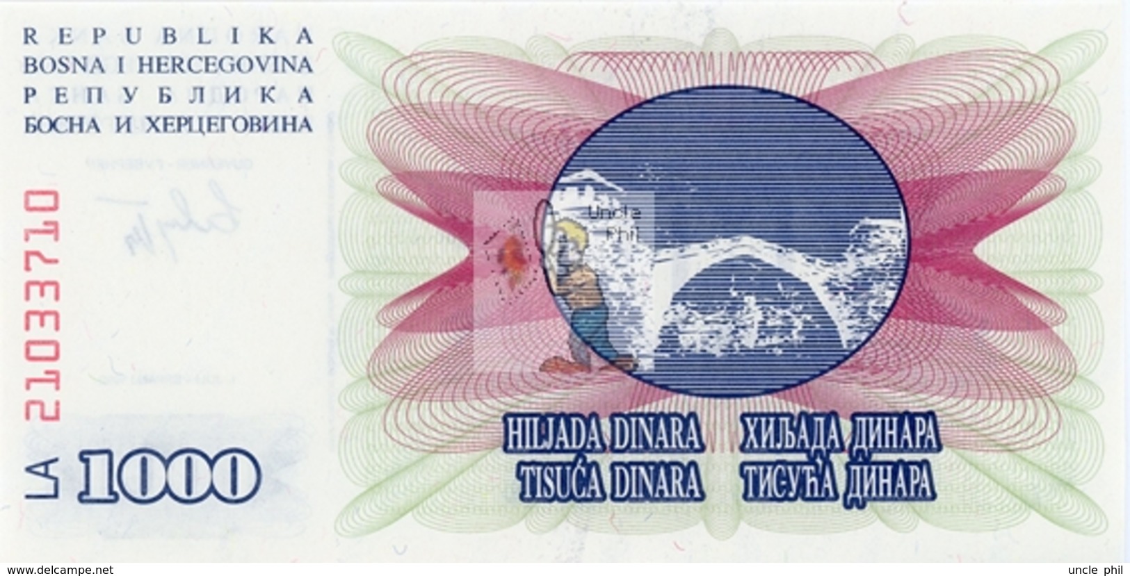 BOSNIE HERZEGOVINE - BOS-1000DIN-1992 / P 15 - NEUF/UNC - COTE IPCbanknotes: 5,00€ -  #0037 - Bosnia Erzegovina