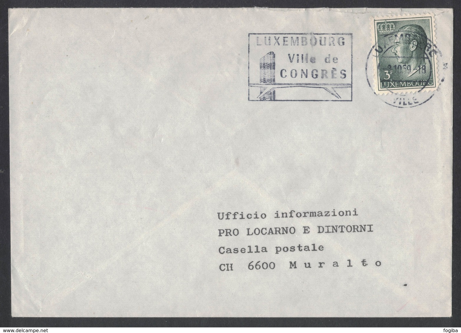 IK109   Luxembourg 1969 - Letter For Muralto Switzerland - 3f Grand Duke Jean Mi.Nr.712 - Briefe U. Dokumente