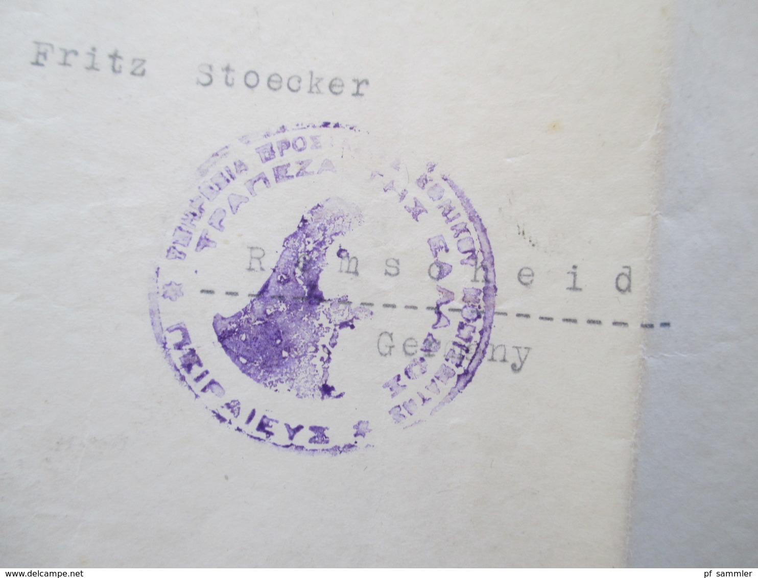 Griechenland Um 1937 MiF Mit Soziale Fürsorge Nr. 58b Und Violettem Stempel Nach Burscheid - Cartas & Documentos