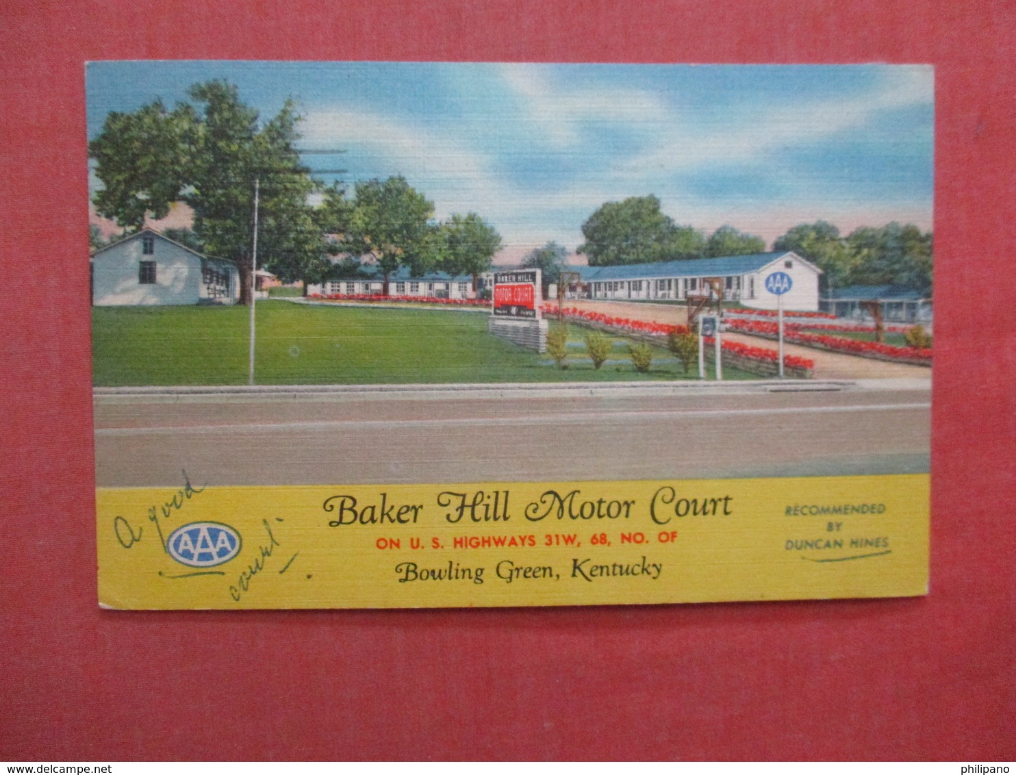 Baker Hill Motor Court     Kentucky > Bowling Green  Ref 4038 - Bowling Green