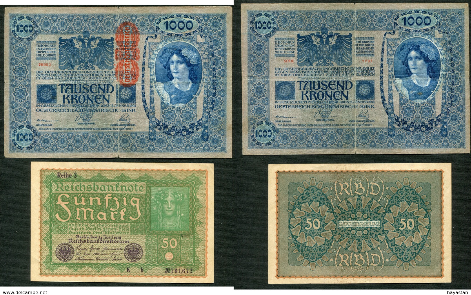 LOT DE 3 BILLETS D'ALLEMAGNE ET D'AUTRICHE - Vrac - Billets