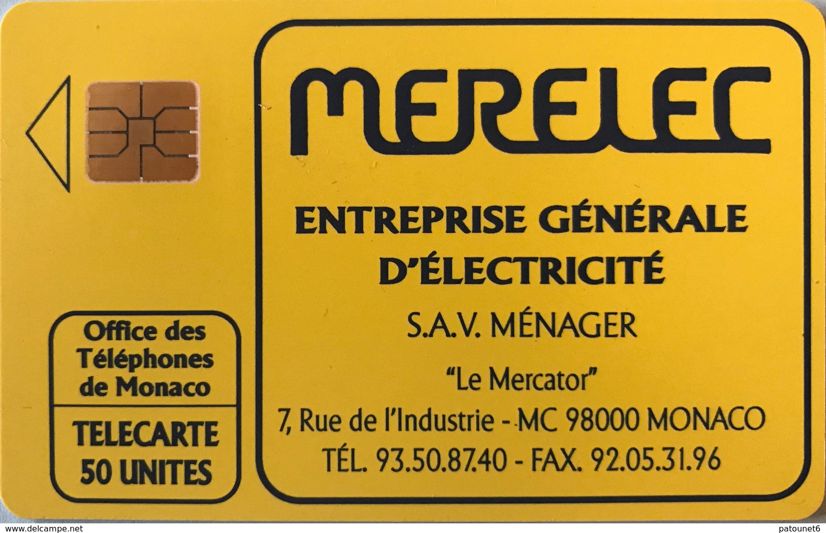MONACO  -  Phonecard  -  MF 21  -  MERELEC Electricité  -  50 Unités - Monaco