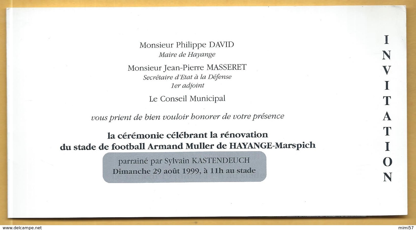 Carte Invitation HAYANGE Football Hayange-Marspich - Other & Unclassified