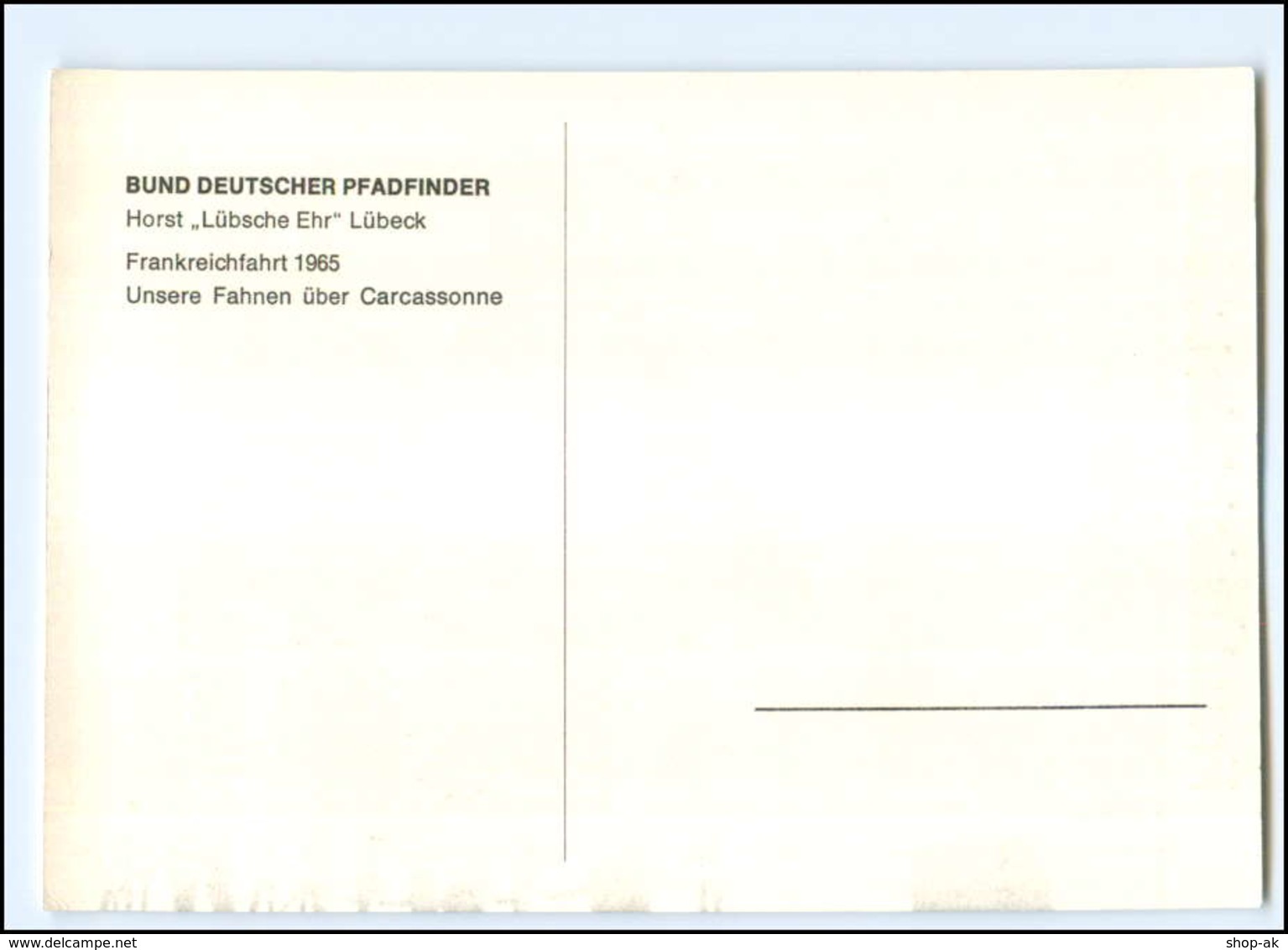 Y14344/ Bund Deutscher Pfadfinder Horst -Lübsche Ehr- AK 1965 Frannkreich  - Altri & Non Classificati