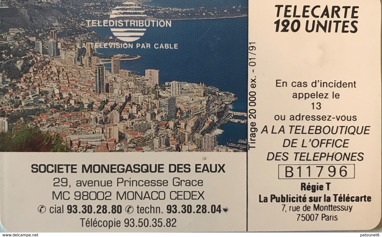 MONACO  -  Phonecard  -  MF 13  -  Télé Câblée  - 120 Unités - Monaco