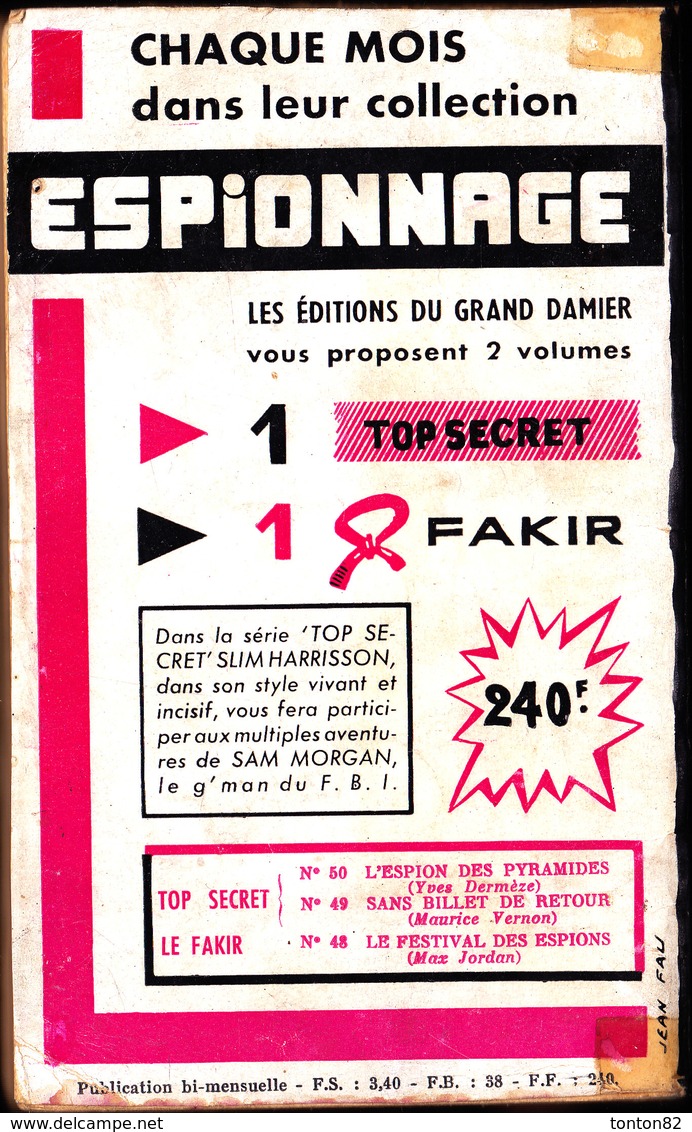 Maurice Vernon - Sans Billet De Retour - Éditions Du Grand Damier " Espionnage " N° 50 - ( 1957 ) . - Other & Unclassified
