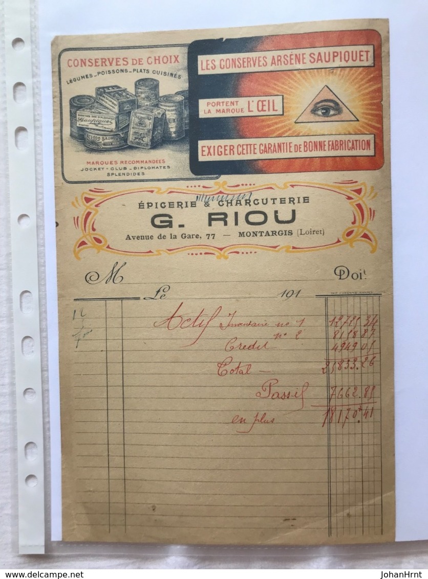 Conserves De Choix - G. Riou - Montargis 191? - 1900 – 1949