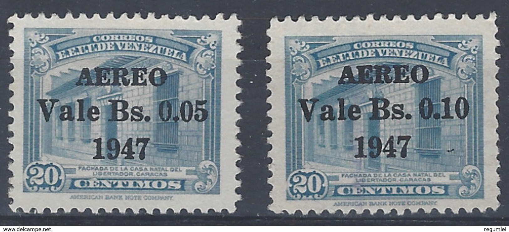 Venezuela Aereo 0227/228 (*) Sin Goma. 1947 - Venezuela