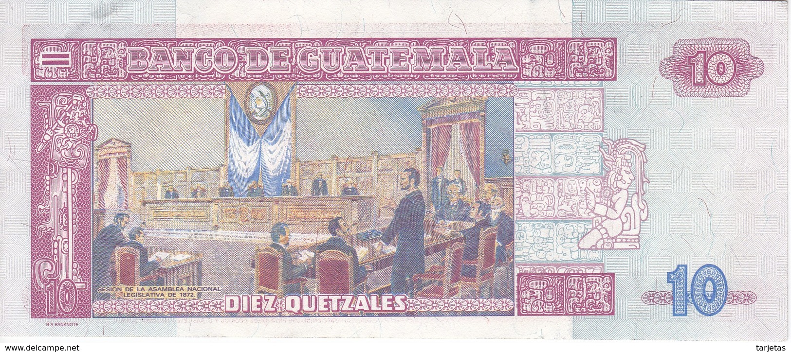 BILLETE DE GUATEMALA DE 10 QUETZALES DEL 29 JULIO 1998 (BANKNOTE) - Guatemala