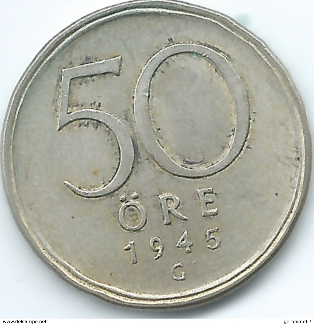 Sweden - 1945 - Gustav V - 50 Öre - KM817 - Suecia