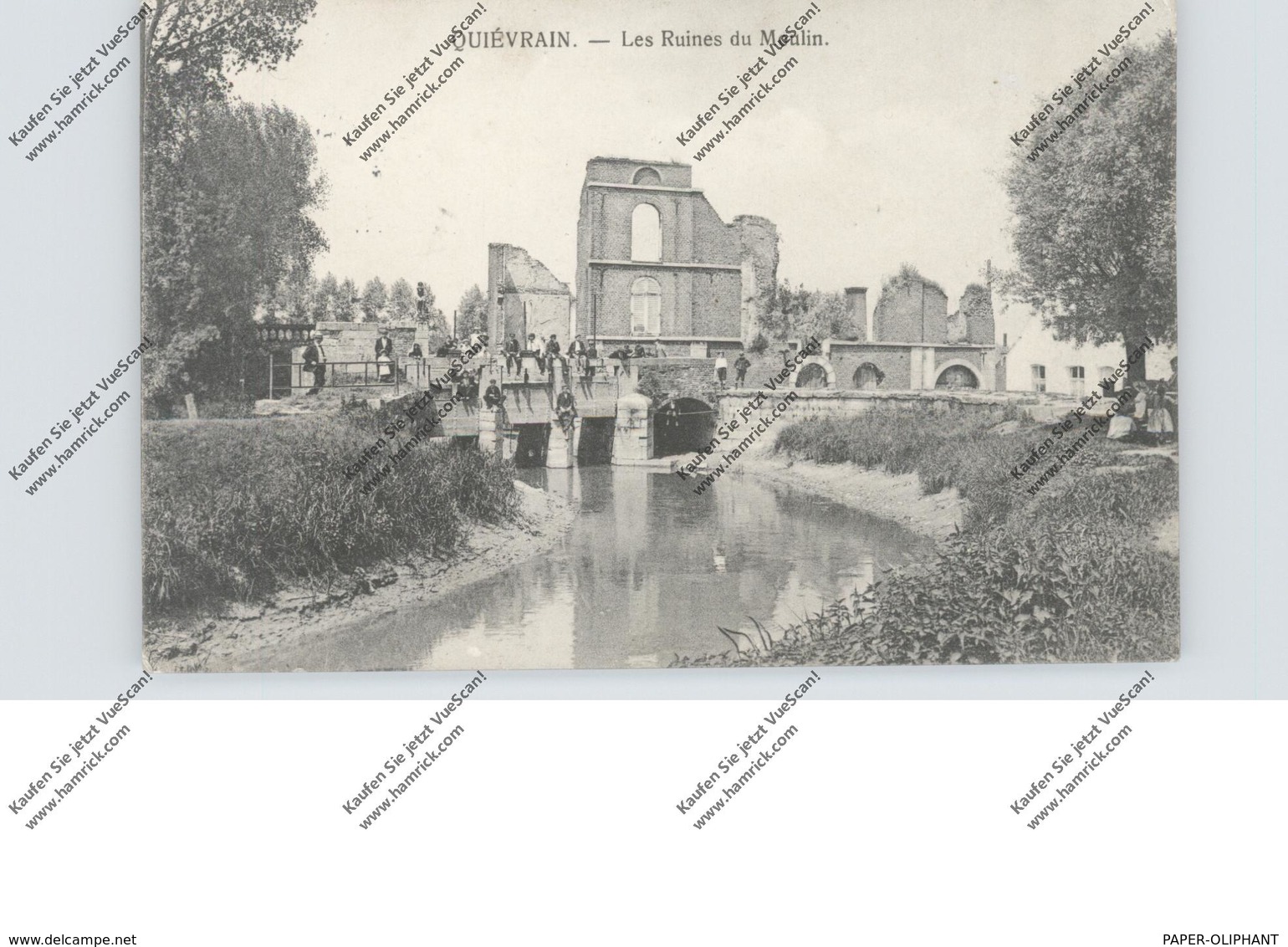 B 7380 QUIEVRAIN, Les Ruines Du Moulin, 1916, Deutsche Feldpost - Quiévrain