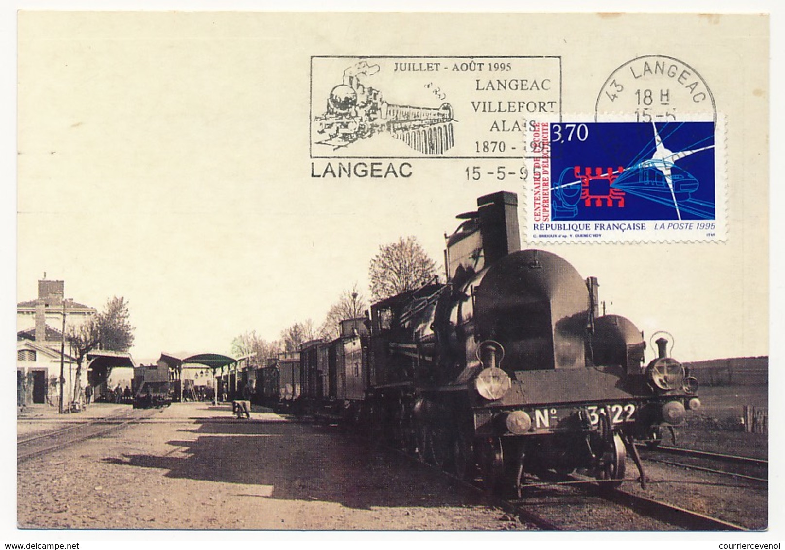 FRANCE - OMEC Sur CPM "Ligne Des Cévennes Langeac - Villefort - Alais" 15/5/1995 LANGEAC - Trenes