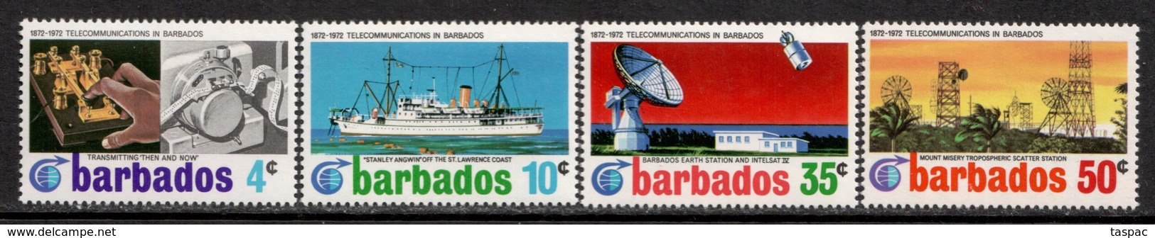 Barbados 1972 Mi# 337-340 ** MNH - Centenary Of Telecommunications To And From Barbados / Space - North  America