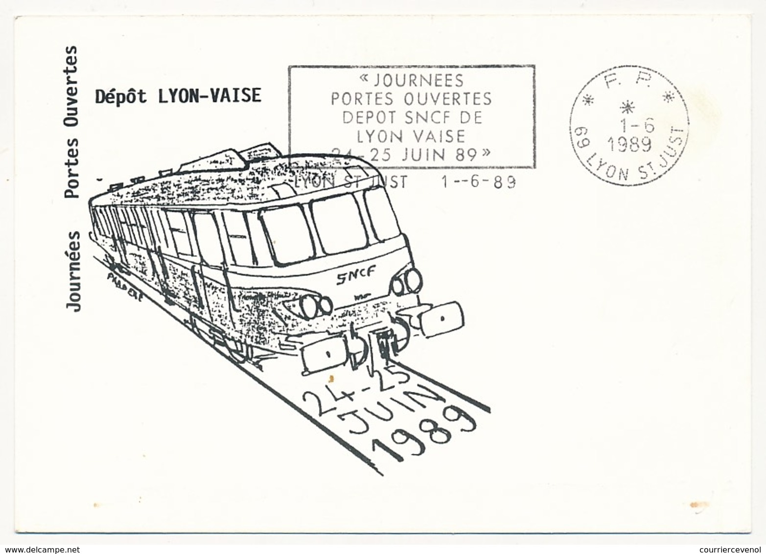 FRANCE - OMEC P.P. Sur CPM "journées Portes Ouvertes Dépot SNCF De Lyon Vaise 24/25 Juin 1989" Lyon St Just 1989 - Trenes