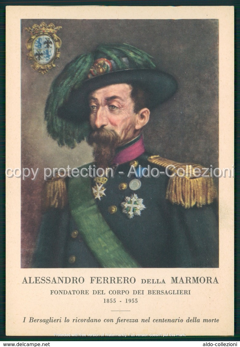 Militari  Associazione Nazionale Bersaglieri Alessandro Ferrero Della Marmora Fondatore Del Corpo FG M249 - Autres & Non Classés