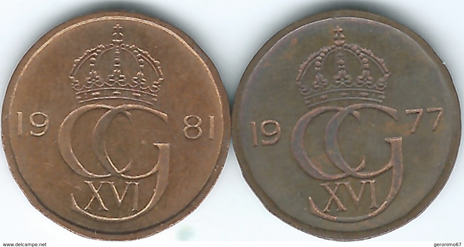 Sweden - 5 Öre - Carl XVI Gustaf - 1977 - KM849 & 1981 - KM849a - Suède