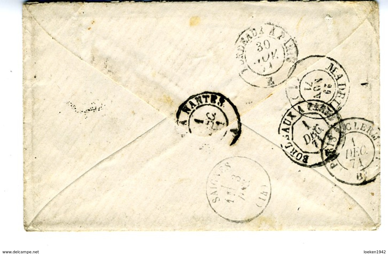 ESPAGNE 1871 LETTRE MALAGA  A ANTIGNAC  12 CUARTOS N° 113  Ref LC40 - Briefe U. Dokumente