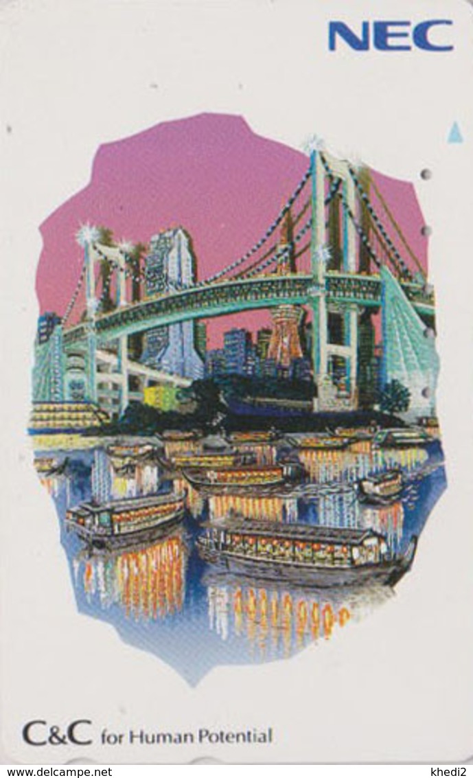 TC Japon / 110-157722 - NEC Série Peinture - BATEAU & PONT - SHIP BRIDGE & TOKYO TOWER - Japan Painting Phonecard - 12 - Boten