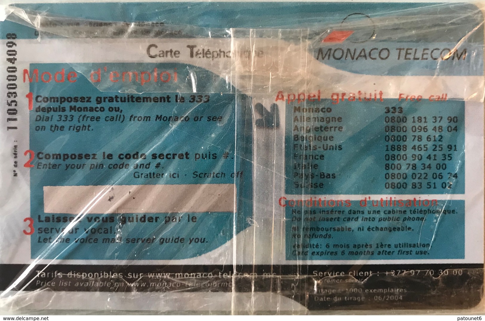 MONACO  -  Prepaid  -  INFOPUCE  -  Monaco Telecom  (Neuve) -  1 E. - Monaco