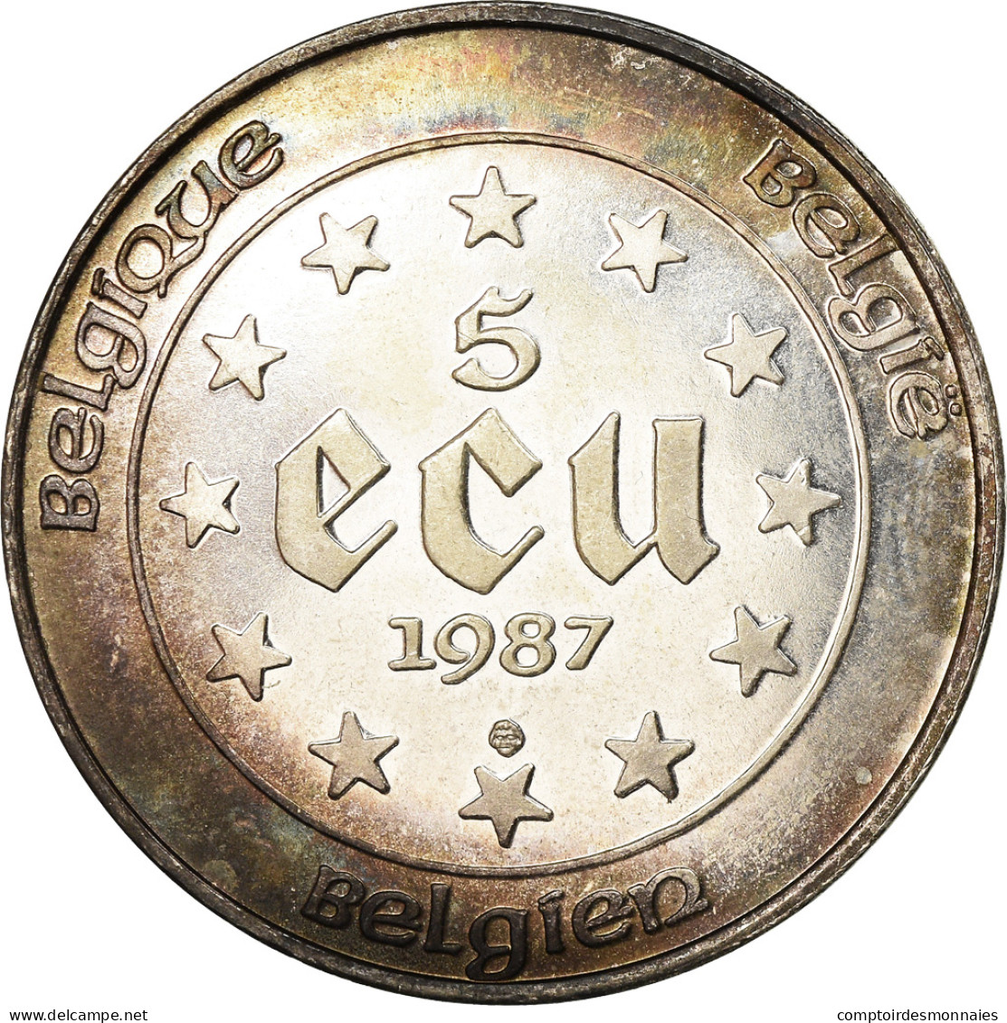 Monnaie, Belgique, 5 Ecu, 1987, TTB+, Argent, KM:166 - Ecu