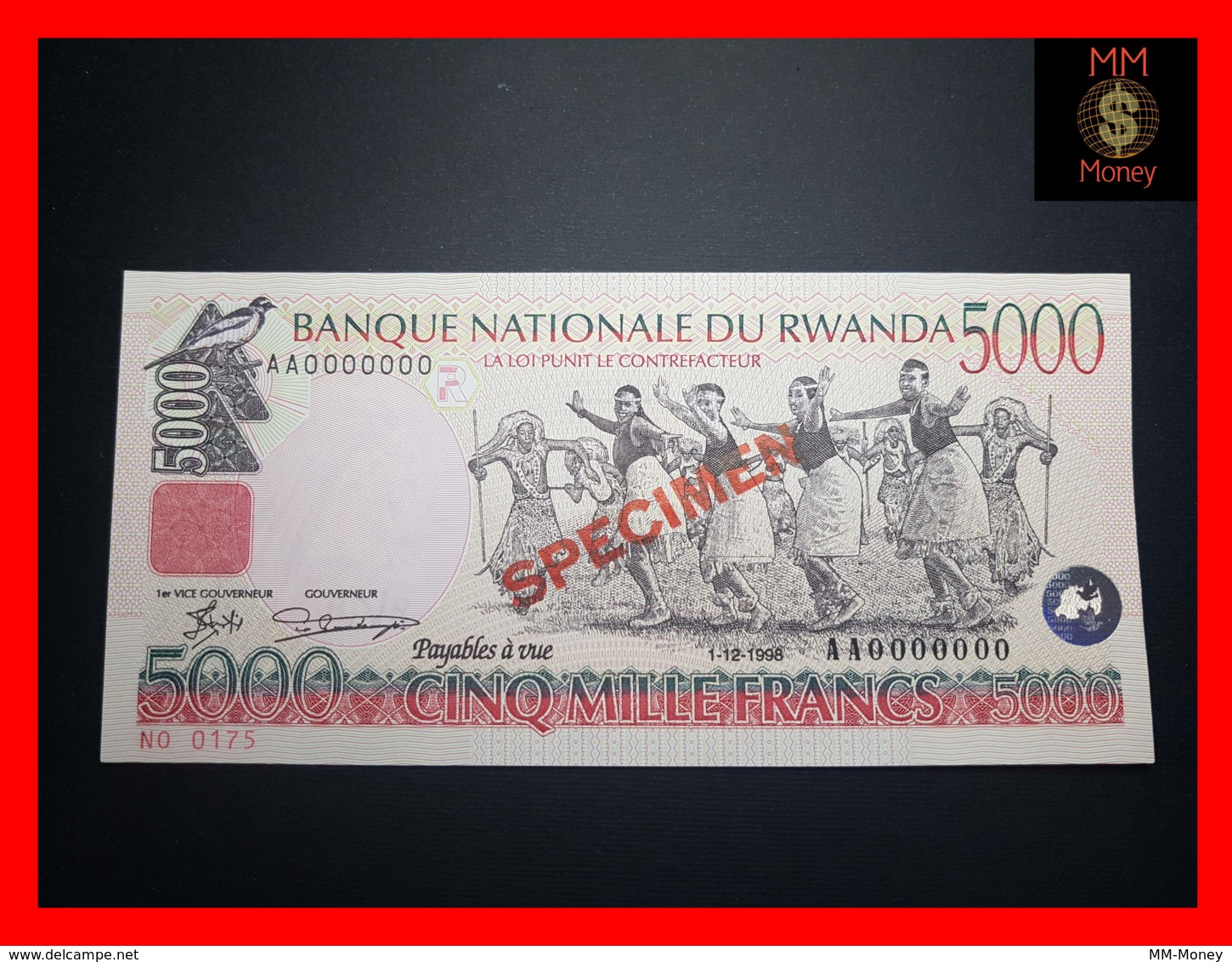 RWANDA 5.000 5000 Francs 1.12.1998  P. 28 A S SPECIMEN  UNC - Ruanda