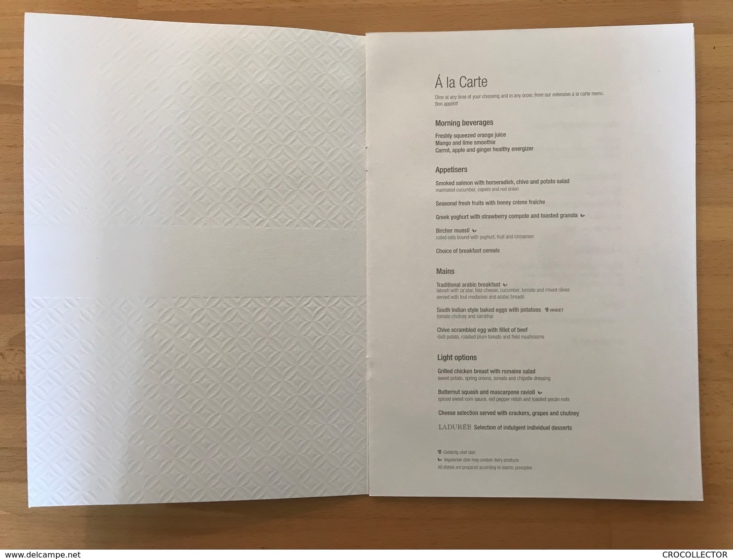 QATAR AIRWAYS BUSINESS CLASS MENU DOH-EUR/JC-HBML4/CY1-V1 - Menú