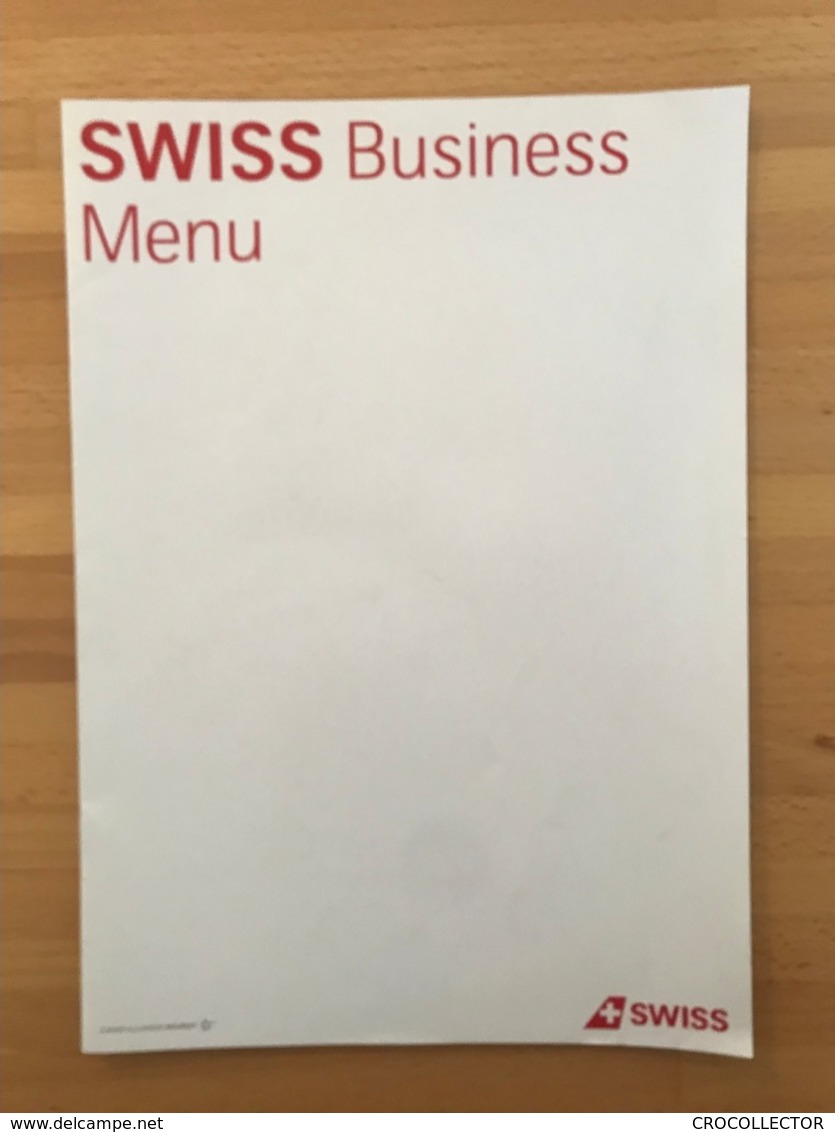 SWISS Business Menu - Menu Cards