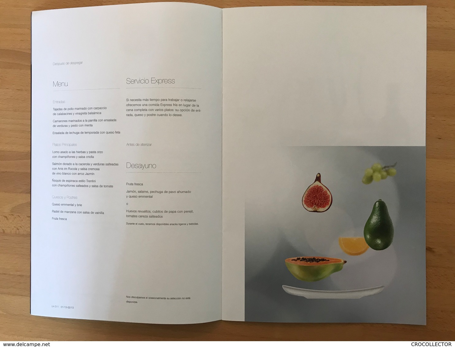 LUFTHANSA BUSINESS CLASS MENU LH 511 01/13-02/13 - Menu Cards