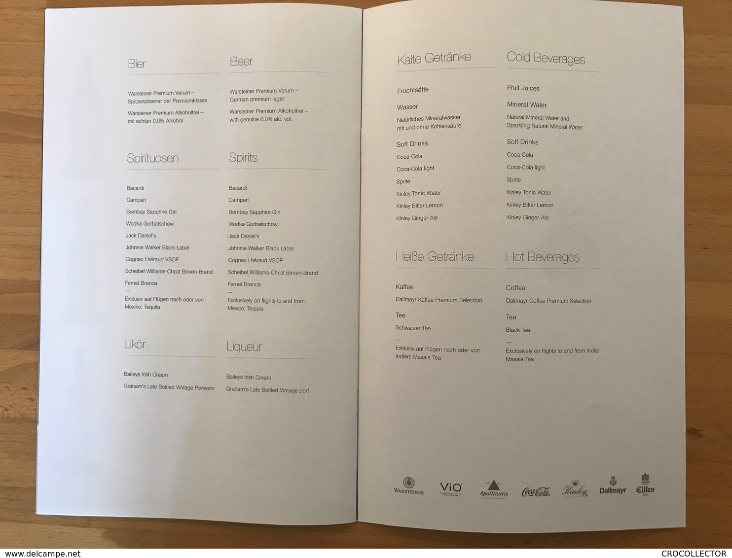 LUFTHANSA BUSINESS CLASS MENU LH 510 01/13-02/13