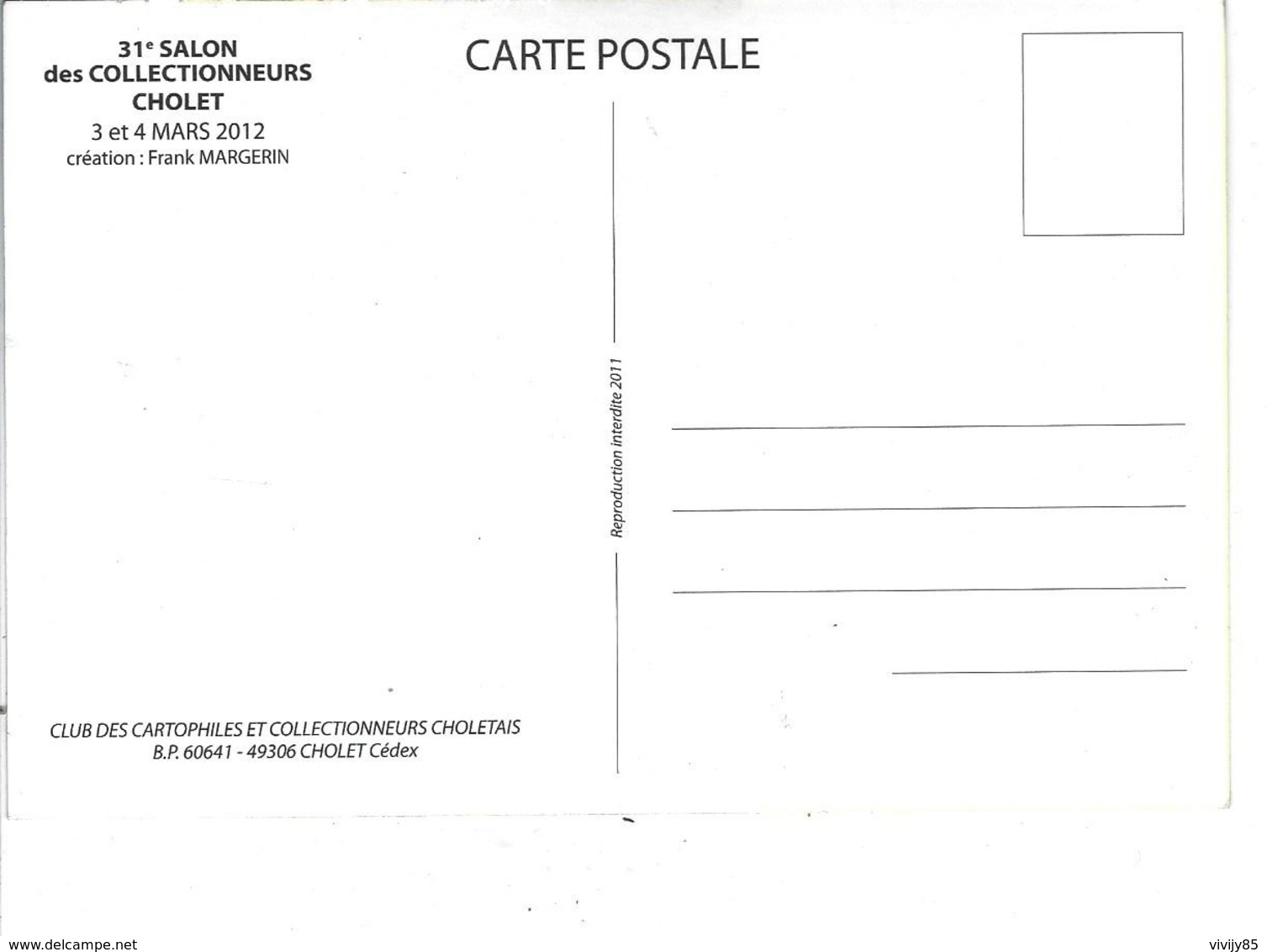 49 - CHOLET - T.Belle Carte Du 31ème Salon Des Collectionneurs ( Dessinateur Franck Margerin ) - Cholet