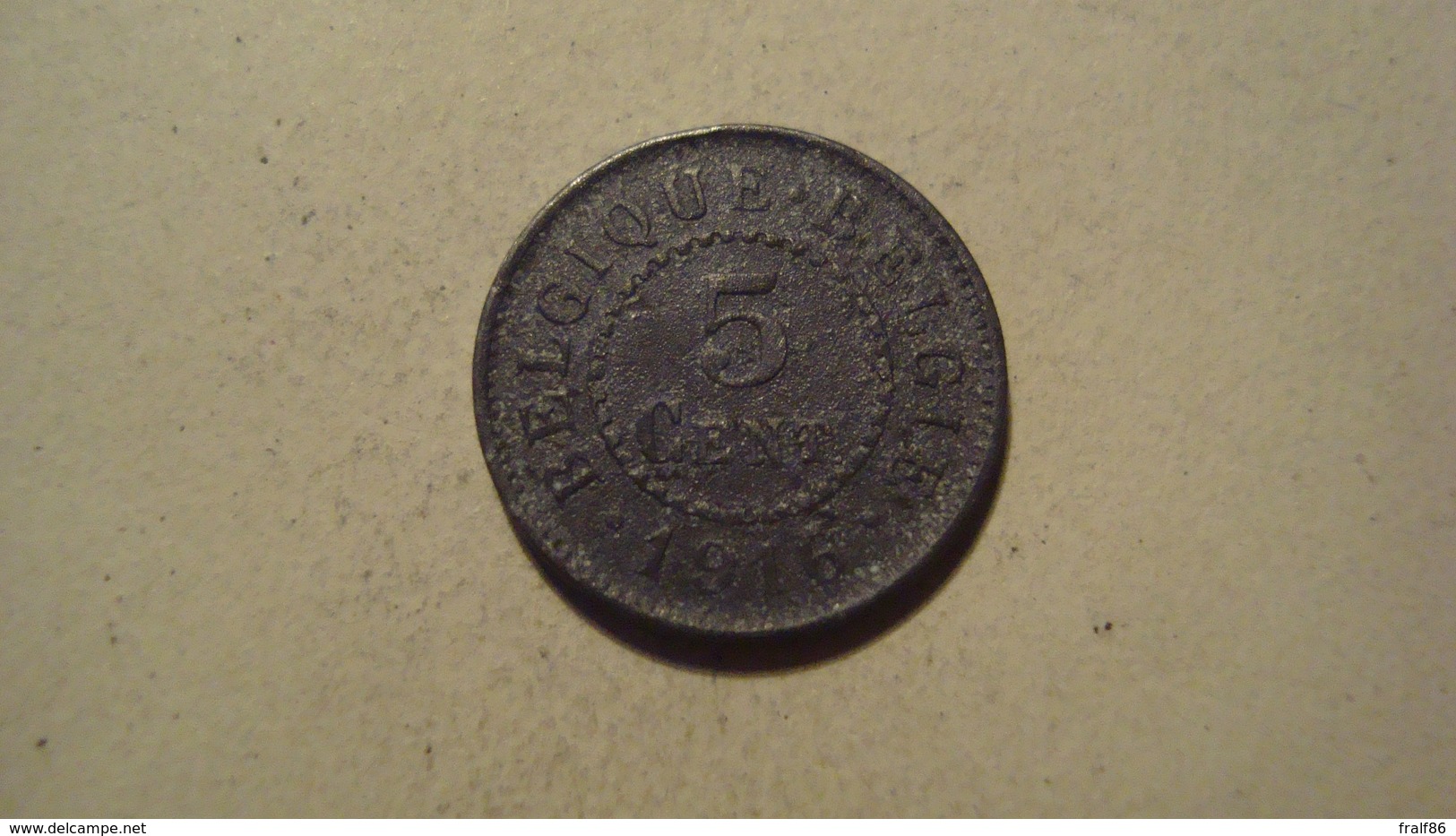 MONNAIE BELGIQUE 5 CENTIMES 1916 - 5 Cent