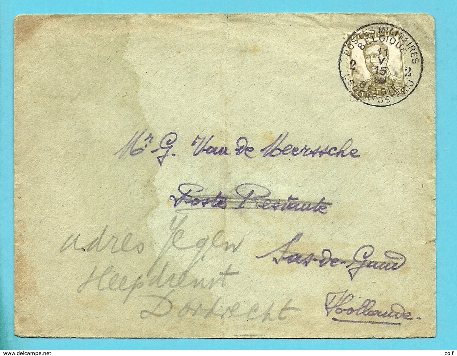 124 Op Brief Stempel PMB 2 Op 11/5/15 Naar POSTE RESTANTE /  SAS DE GAND - Belgische Armee