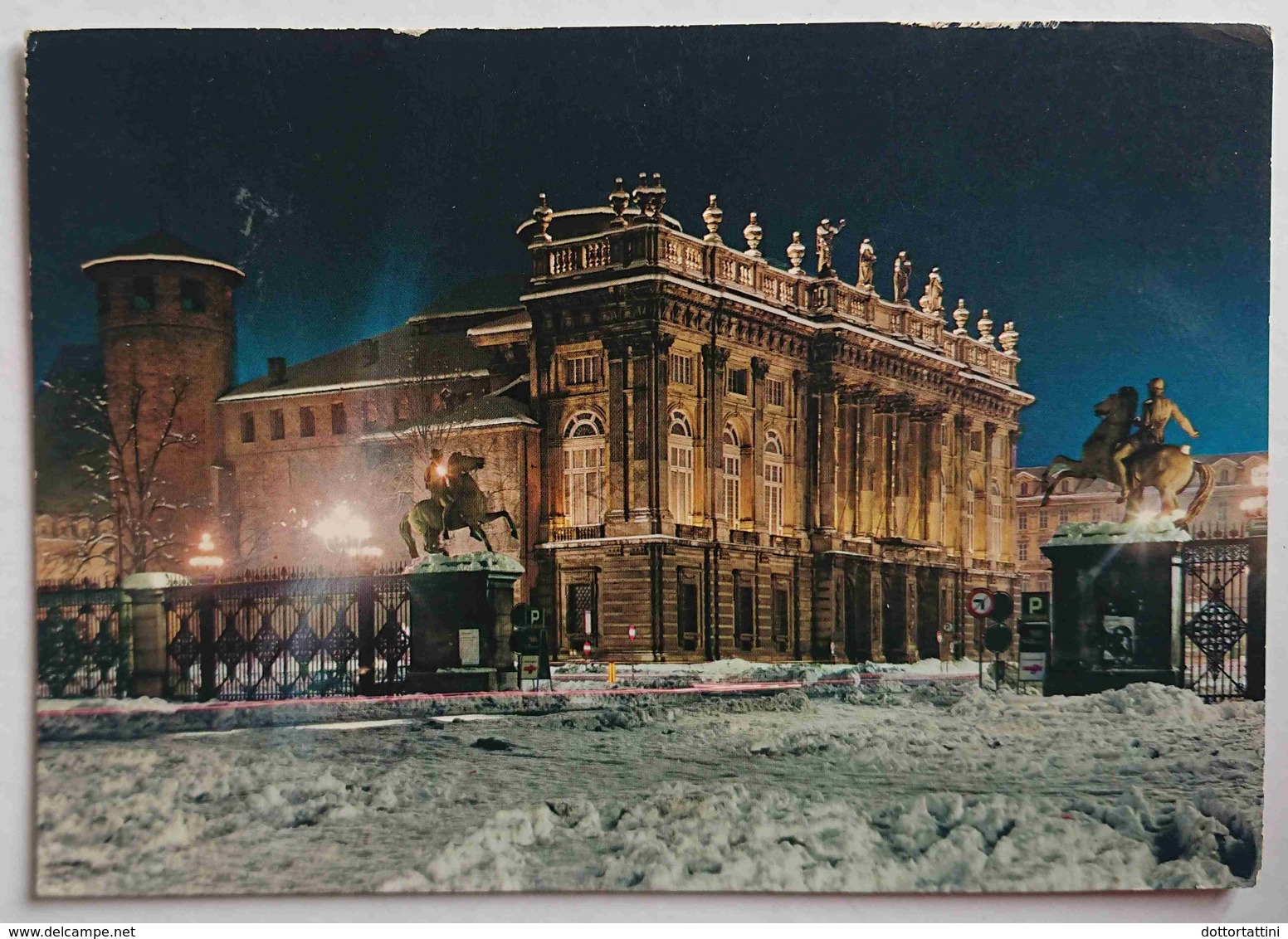 TORINO - Torino Sotto La Neve - Piazza Castello E Palazzo Madama, Notturno  - Vg P2 - Palazzo Madama