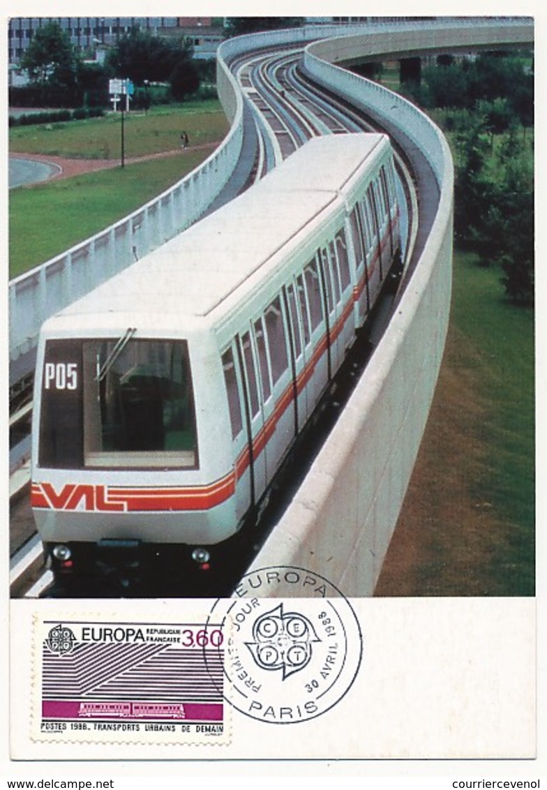 FRANCE - Cachet "Europa 1988" Sur CPM "Le Val" - Paris 30/4/1988 - Trenes