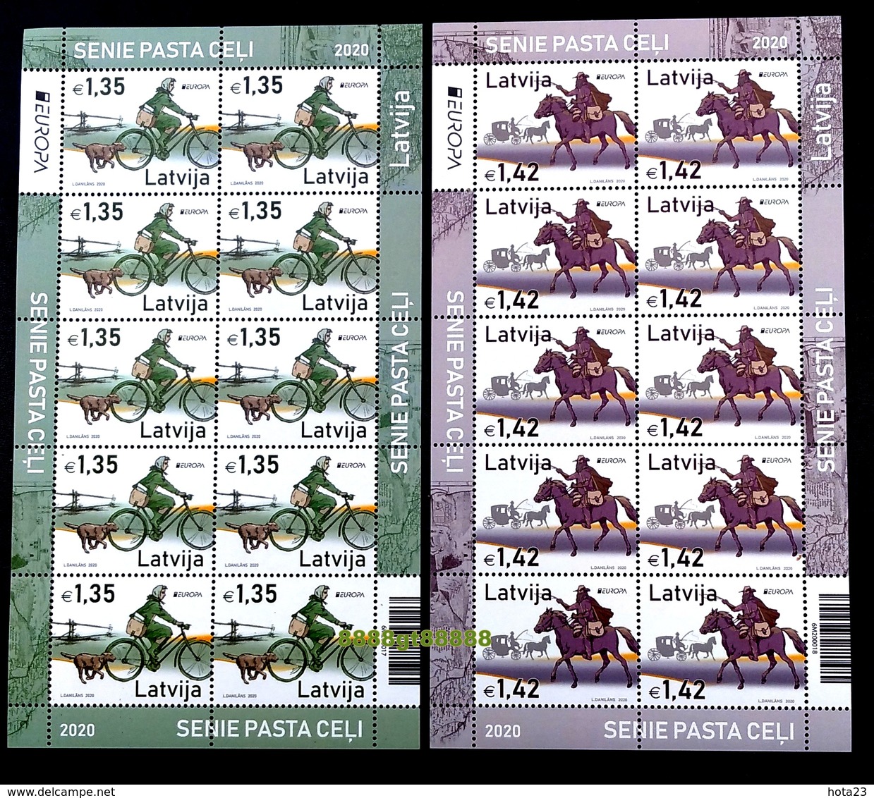 Latvia Lettland Lettonie 2020 Europe - Old Post Roads - Bicycle - Horse MNH FULL MINI SHEET - Lettonie