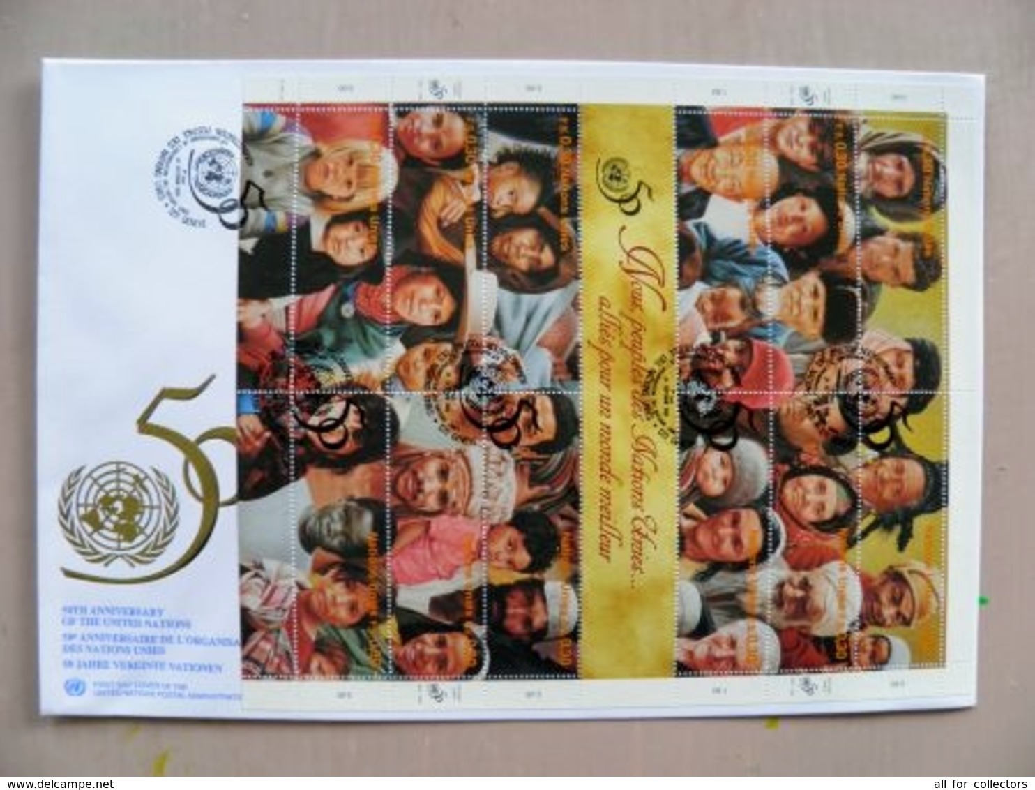 Fdc Cover UN United Nations Geneve Switzerland 1995 50th Ann. Sheetlet People 18x26cm - Covers & Documents