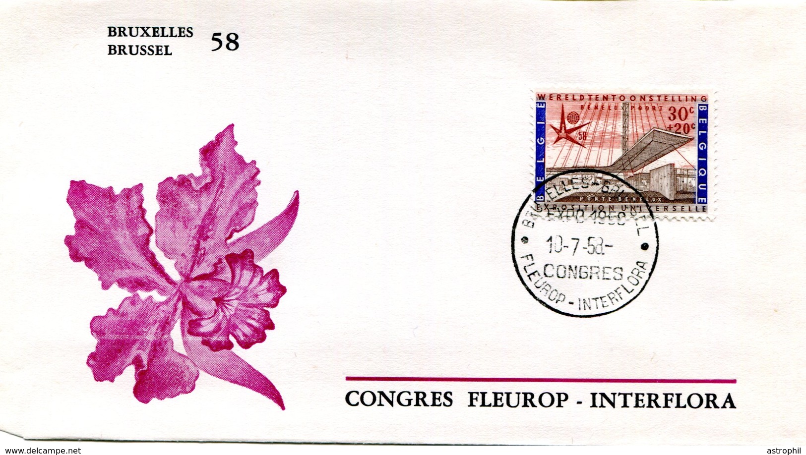 14158139 BE 19580710 Bx Expo58; Congrès Fleurop Interflora; Pli - 1958 – Brussels (Belgium)