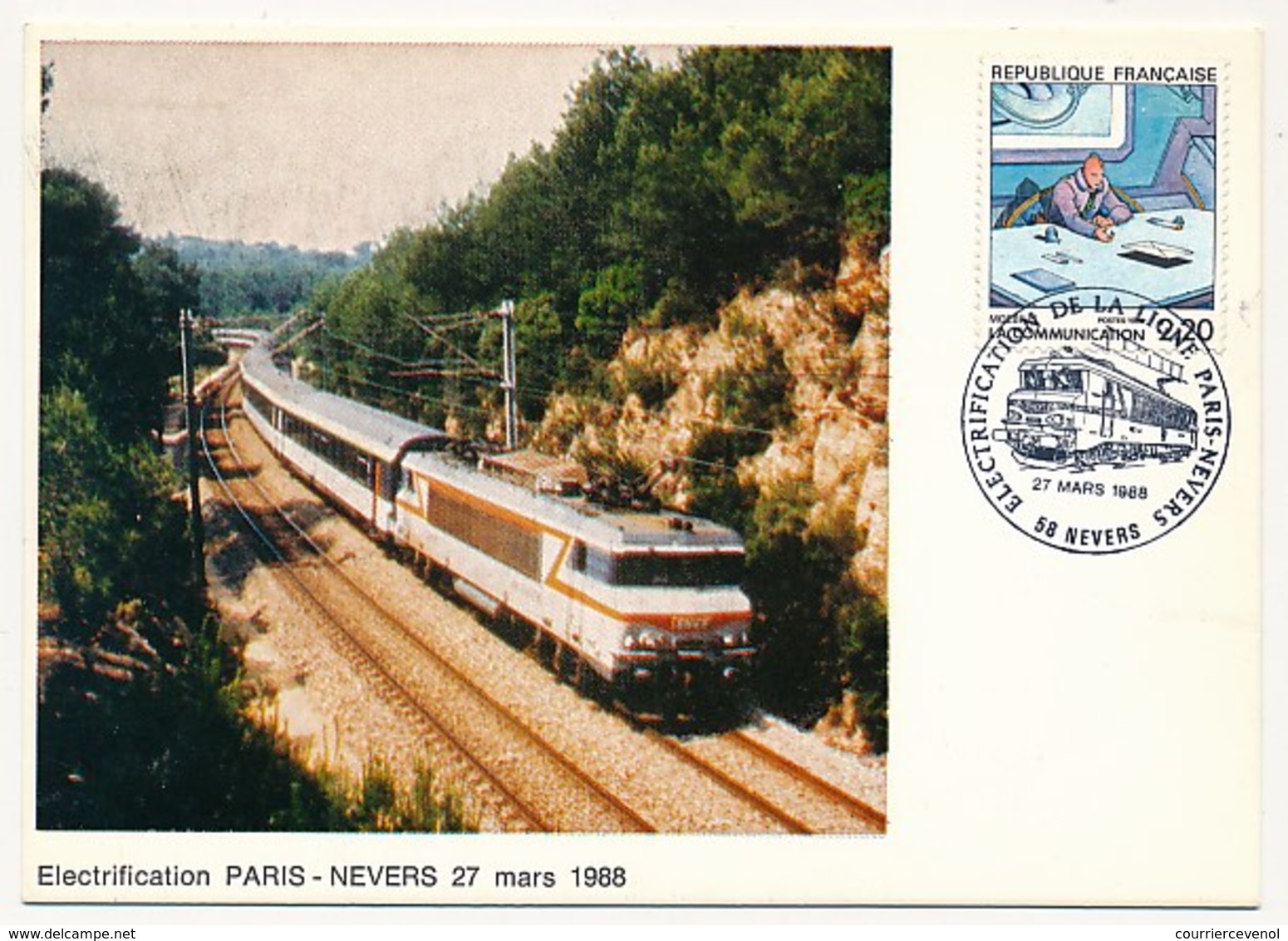 FRANCE - Cachet Temp "Electrification De La Ligne PARIS - NEVERS - 27/3/1988 58 Nevers" Sur CPM - Trenes