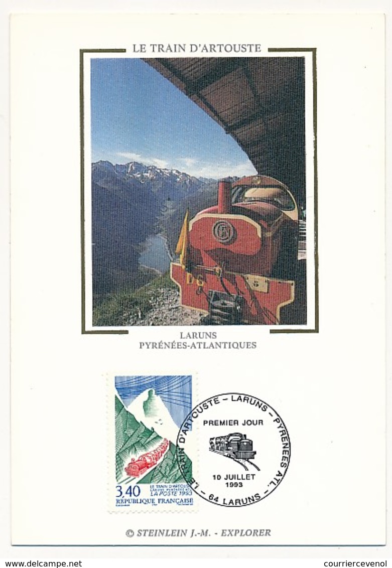 FRANCE - Carte FDC Soie - 3,40 Le Train D'Ardouste - Laruns - Pyrénées - 1er Jour 10/7/1993 - Eisenbahnen