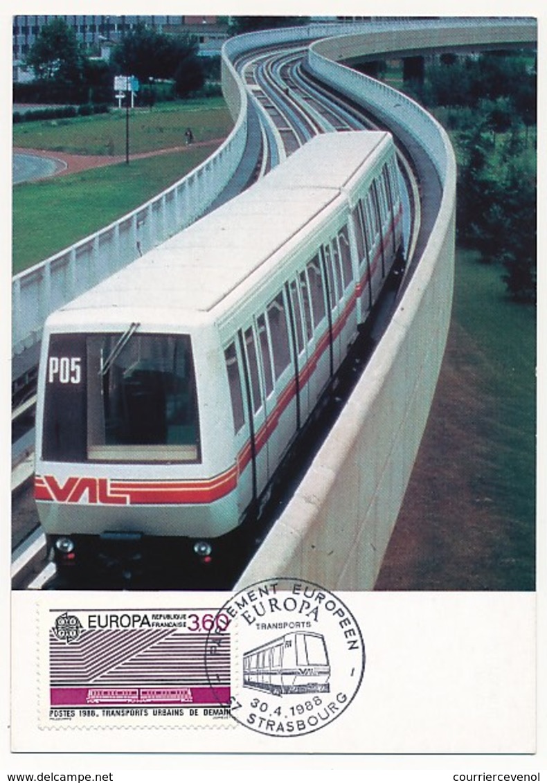 FRANCE - Cachet "Europa 1988" Sur CPM "Le Val" - Strasbourg 30/4/1988 - Trains