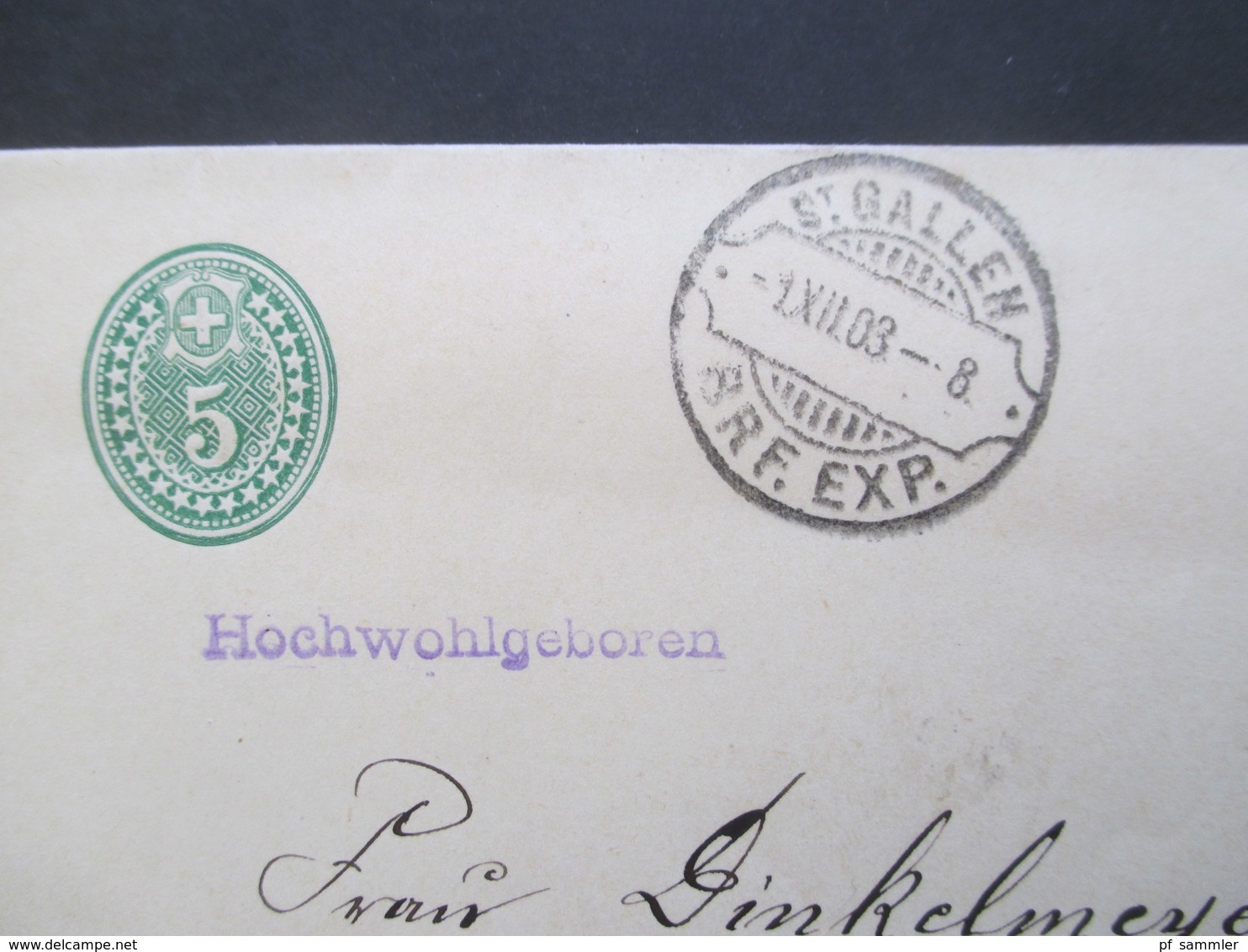 Schweiz 1903 Streifband Nach Nürnberg Mit St. Gallen Rasierklingenstempel Brf. Exp. - Lettres & Documents